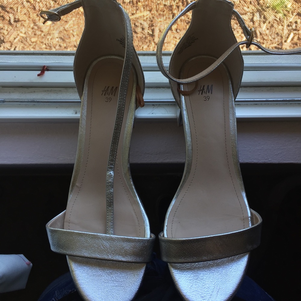 Silver strap heels